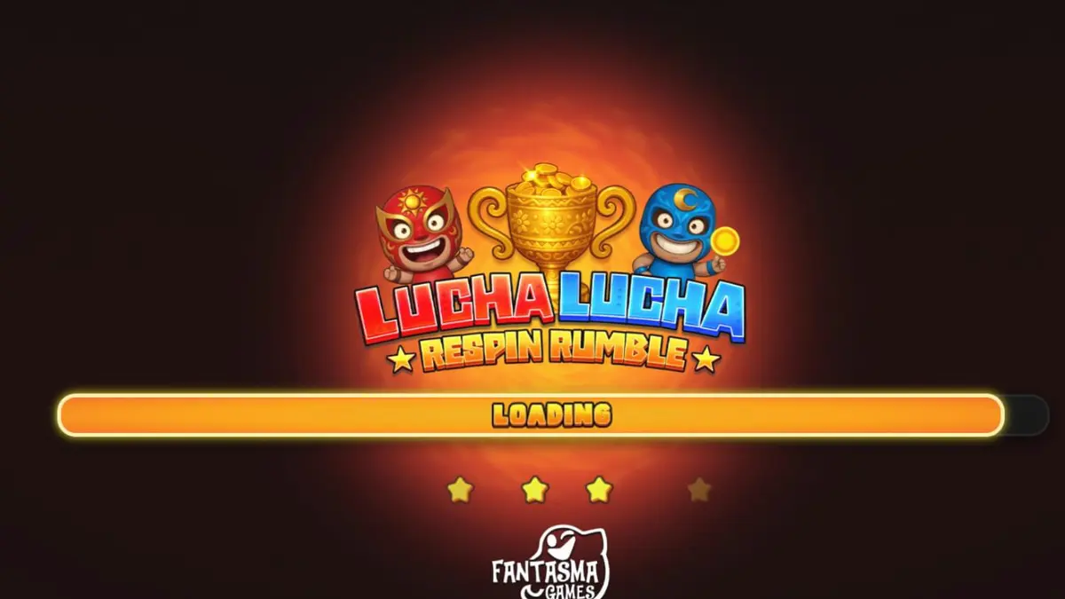 Lucha Lucha Respin Rumble slot game screen featuring colorful wrestling masks and festive Mexican theme elements.